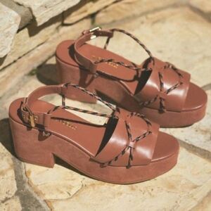 Anthropologie The Odells Sarah Open Toe Clogs Brown Size 37